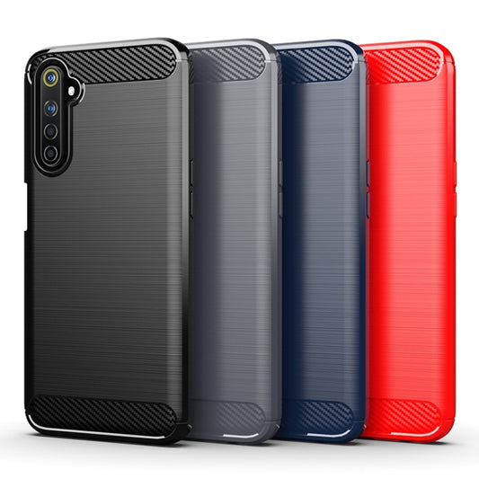 For Realme 6i India Brushed Texture Carbon Fiber TPU Phone Case(Red) - Realme Cases by buy2fix | Online Shopping UK | buy2fix