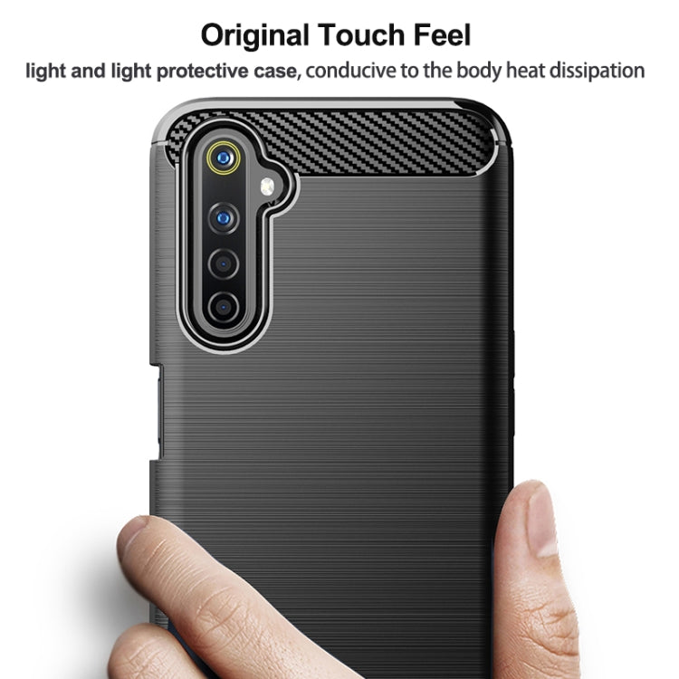 For Realme 6i India Brushed Texture Carbon Fiber TPU Phone Case(Red) - Realme Cases by buy2fix | Online Shopping UK | buy2fix