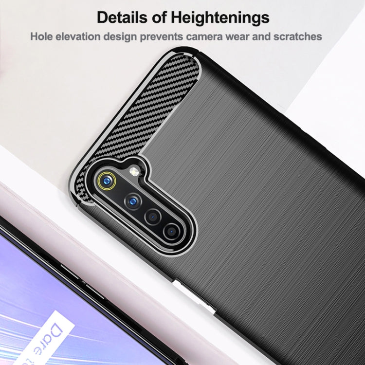 For Realme 6i India Brushed Texture Carbon Fiber TPU Phone Case(Red) - Realme Cases by buy2fix | Online Shopping UK | buy2fix