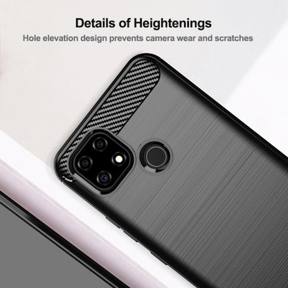 For Realme C21 Brushed Texture Carbon Fiber TPU Phone Case(Blue) - Realme Cases by buy2fix | Online Shopping UK | buy2fix