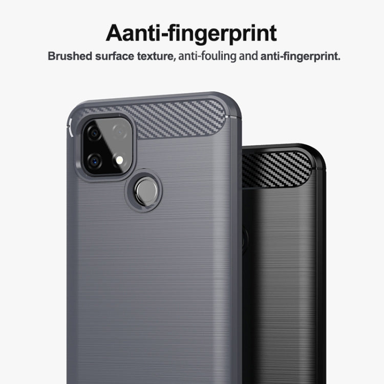 For Realme C21 Brushed Texture Carbon Fiber TPU Phone Case(Blue) - Realme Cases by buy2fix | Online Shopping UK | buy2fix