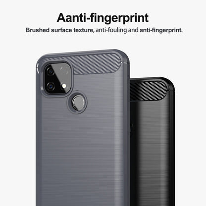 For Realme C21 Brushed Texture Carbon Fiber TPU Phone Case(Blue) - Realme Cases by buy2fix | Online Shopping UK | buy2fix