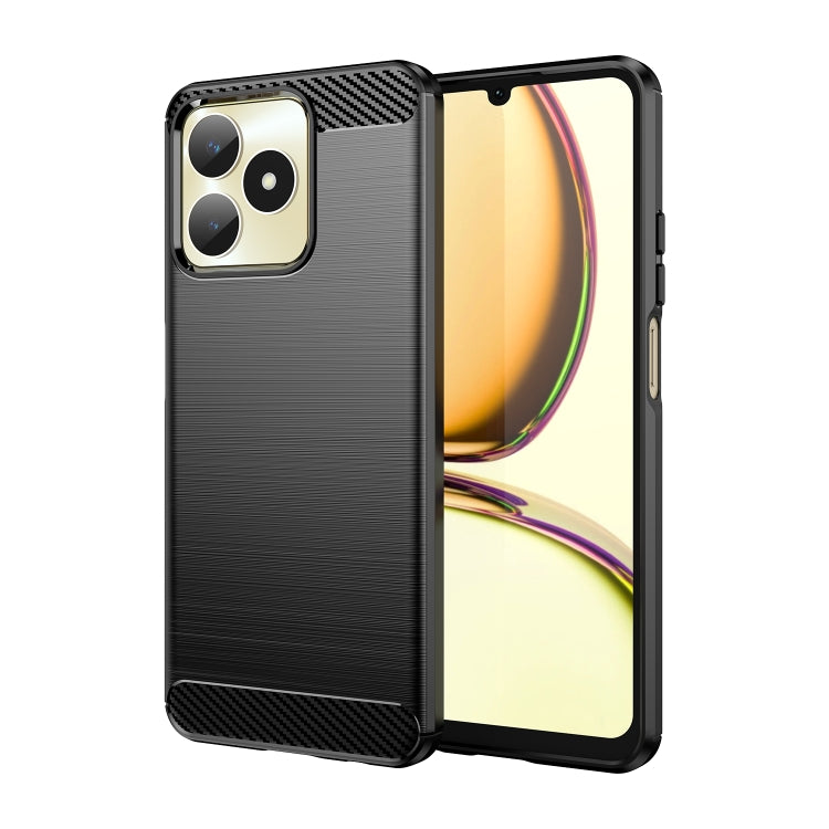 For Realme C53 Brushed Texture Carbon Fiber TPU Phone Case(Black) - Realme Cases by buy2fix | Online Shopping UK | buy2fix