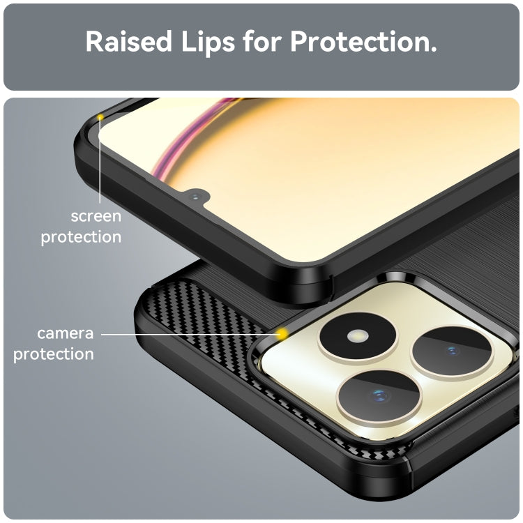 For Realme C53 Brushed Texture Carbon Fiber TPU Phone Case(Black) - Realme Cases by buy2fix | Online Shopping UK | buy2fix