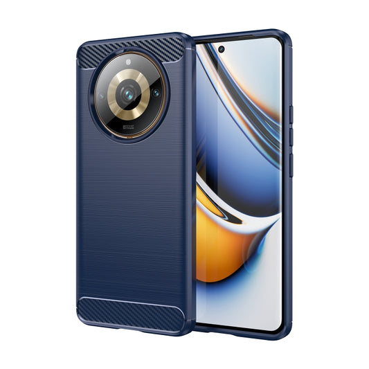 For Realme 11 Pro+ Brushed Texture Carbon Fiber TPU Phone Case(Blue) - Realme Cases by buy2fix | Online Shopping UK | buy2fix