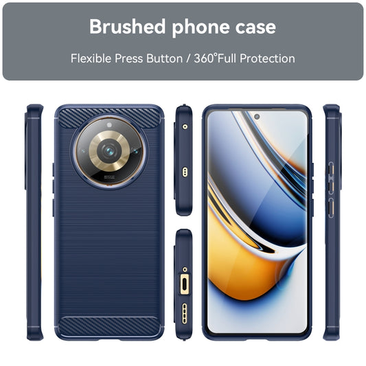 For Realme 11 Pro+ Brushed Texture Carbon Fiber TPU Phone Case(Blue) - Realme Cases by buy2fix | Online Shopping UK | buy2fix
