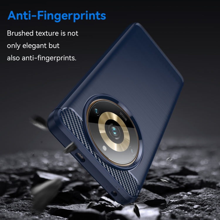 For Realme 11 Pro+ Brushed Texture Carbon Fiber TPU Phone Case(Blue) - Realme Cases by buy2fix | Online Shopping UK | buy2fix