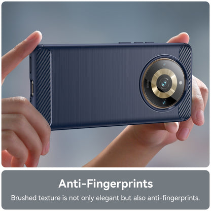 For Realme 11 Pro+ Brushed Texture Carbon Fiber TPU Phone Case(Blue) - Realme Cases by buy2fix | Online Shopping UK | buy2fix