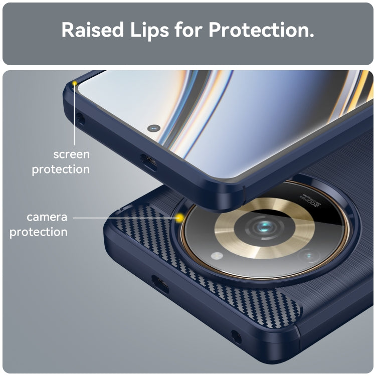 For Realme 11 Pro+ Brushed Texture Carbon Fiber TPU Phone Case(Blue) - Realme Cases by buy2fix | Online Shopping UK | buy2fix