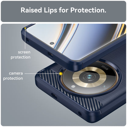 For Realme 11 Pro+ Brushed Texture Carbon Fiber TPU Phone Case(Blue) - Realme Cases by buy2fix | Online Shopping UK | buy2fix