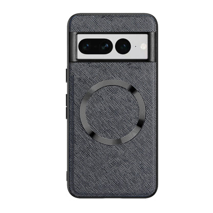 For Google Pixel 8 CD Magnetic Ring Magsafe Cross Texture Phone Case(Black) - Google Cases by buy2fix | Online Shopping UK | buy2fix