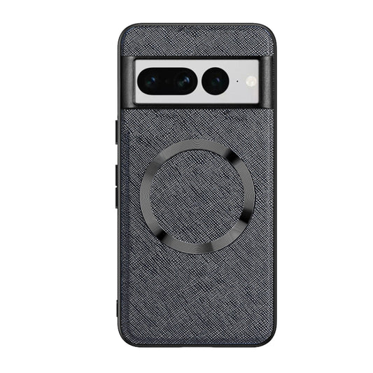For Google Pixel 8 CD Magnetic Ring Magsafe Cross Texture Phone Case(Black) - Google Cases by buy2fix | Online Shopping UK | buy2fix