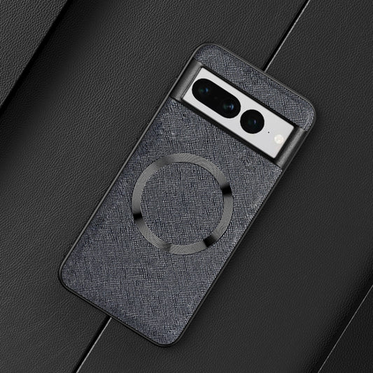 For Google Pixel 8 CD Magnetic Ring Magsafe Cross Texture Phone Case(Black) - Google Cases by buy2fix | Online Shopping UK | buy2fix