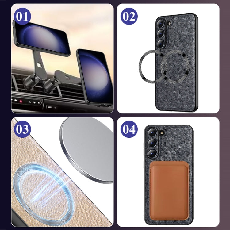 For Google Pixel 8 CD Magnetic Ring Magsafe Cross Texture Phone Case(Brown) - Google Cases by buy2fix | Online Shopping UK | buy2fix