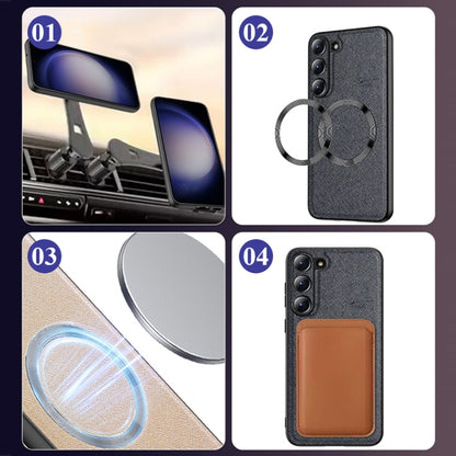 For Google Pixel 8 CD Magnetic Ring Magsafe Cross Texture Phone Case(Brown) - Google Cases by buy2fix | Online Shopping UK | buy2fix