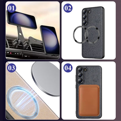 For Google Pixel 8 Pro CD Magnetic Ring Magsafe Cross Texture Phone Case(Brown) - Google Cases by buy2fix | Online Shopping UK | buy2fix