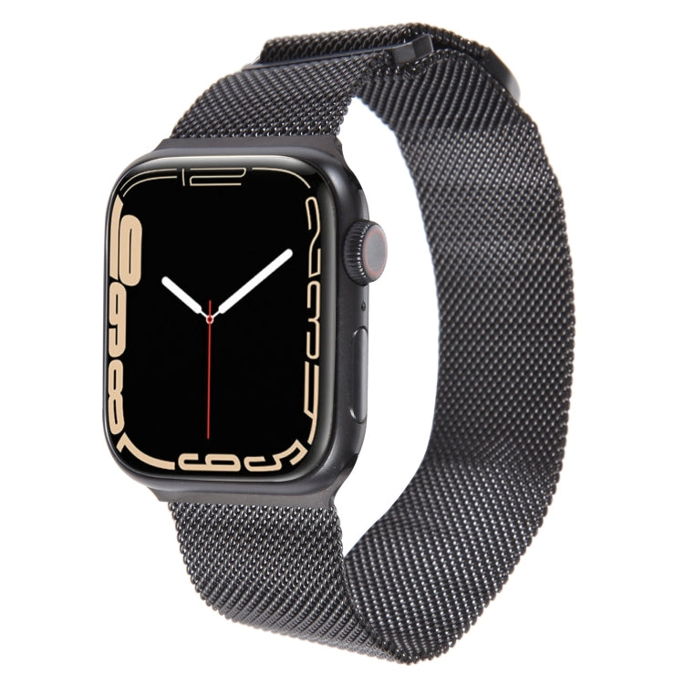 For Apple Watch 7 41mm Milanese Metal Magnetic Watch Band(Black) - Watch Bands by buy2fix | Online Shopping UK | buy2fix