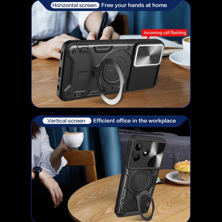 For Realme C53 4G / Narzo N53 CD Texture Sliding Camshield Magnetic Holder Phone Case(Blue) - Realme Cases by buy2fix | Online Shopping UK | buy2fix