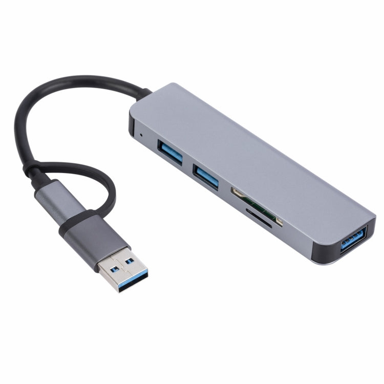 2302 5 in 1 USB+USB-C/Type-C to USB Multi-function Docking Station HUB Adapter by buy2fix