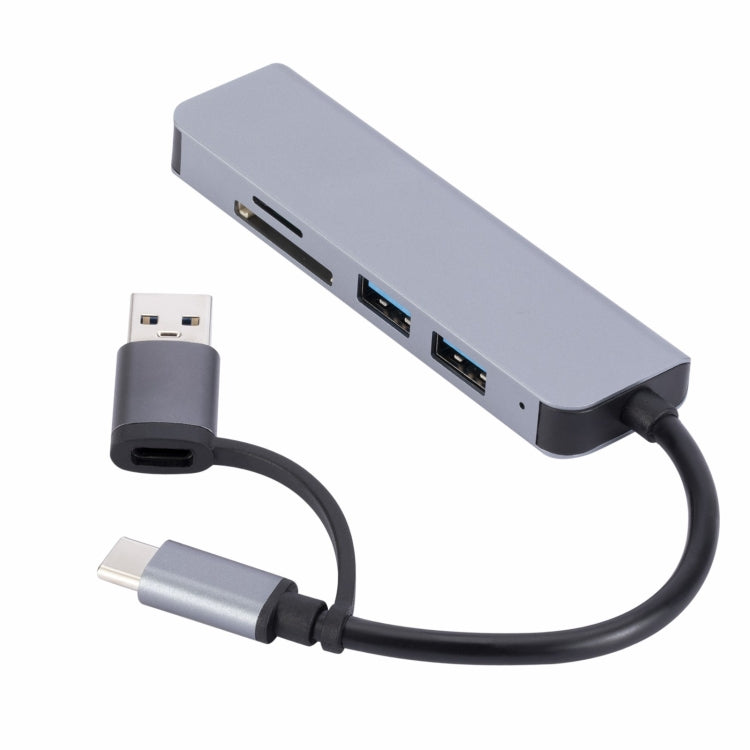 2302 5 in 1 USB+USB-C/Type-C to USB Multi-function Docking Station HUB Adapter by buy2fix