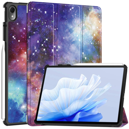 For Huawei Matepad Air Custer Painted 3-Fold Holder Smart Leather Tablet Case(Milky Way Nebula) - Huawei by buy2fix | Online Shopping UK | buy2fix