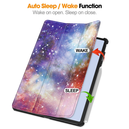 For Huawei Matepad Air Custer Painted 3-Fold Holder Smart Leather Tablet Case(Milky Way Nebula) - Huawei by buy2fix | Online Shopping UK | buy2fix