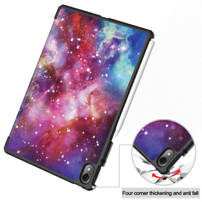 For Huawei Matepad Air Custer Painted 3-Fold Holder Smart Leather Tablet Case(Milky Way Nebula) - Huawei by buy2fix | Online Shopping UK | buy2fix