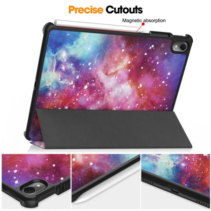 For Huawei Matepad Air Custer Painted 3-Fold Holder Smart Leather Tablet Case(Milky Way Nebula) - Huawei by buy2fix | Online Shopping UK | buy2fix