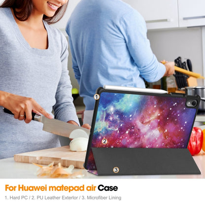 For Huawei Matepad Air Custer Painted 3-Fold Holder Smart Leather Tablet Case(Milky Way Nebula) - Huawei by buy2fix | Online Shopping UK | buy2fix