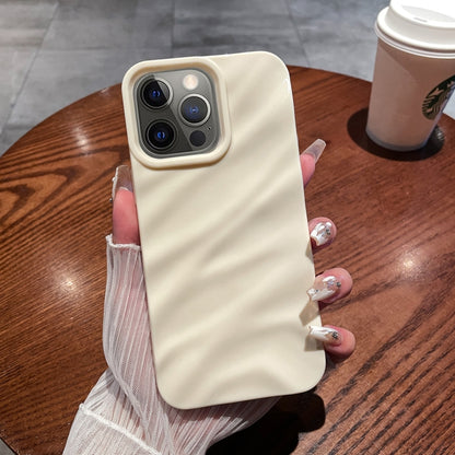 For iPhone 12 Pro Max Solid Color Wave Texture TPU Phone Case(Beige) by buy2fix