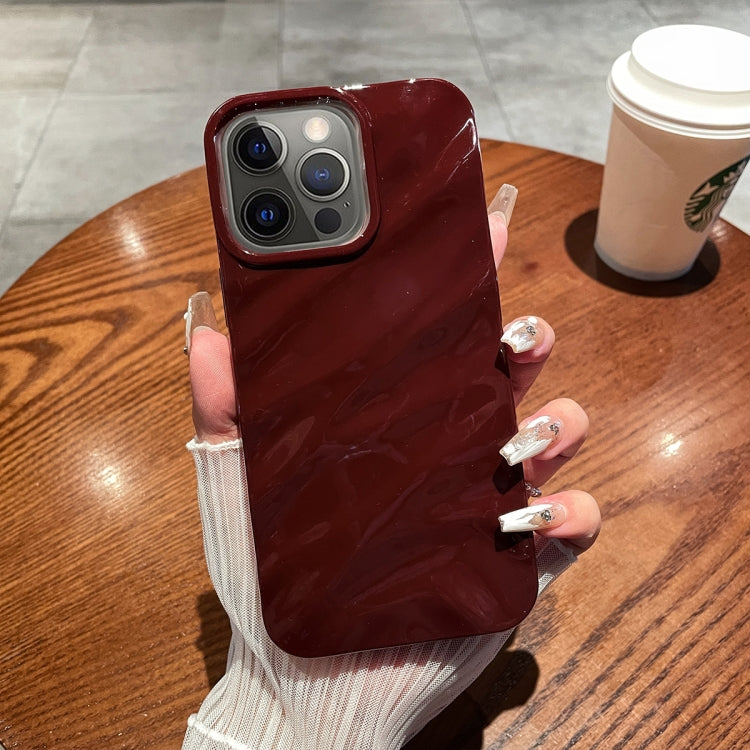 For iPhone 12 Pro Max Solid Color Wave Texture TPU Phone Case(Wine Red) by buy2fix