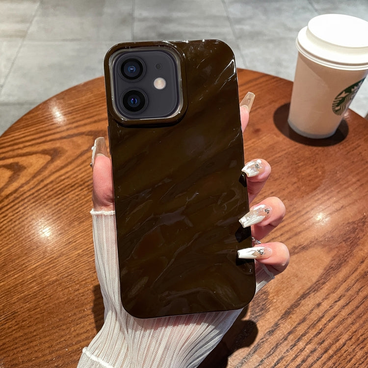 For iPhone 12 / 12 Pro Solid Color Wave Texture TPU Phone Case(Chocolate) by buy2fix