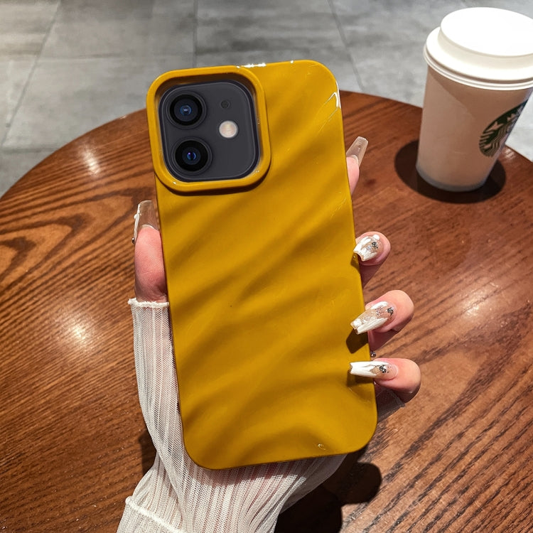 For iPhone 12 / 12 Pro Solid Color Wave Texture TPU Phone Case(Ginger) by buy2fix