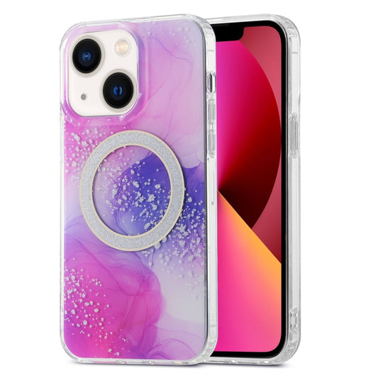 For iPhone 13 Dual-side IMD Marble Magsafe Phone Case(Smudged Purple) - iPhone 13 Cases by buy2fix | Online Shopping UK | buy2fix