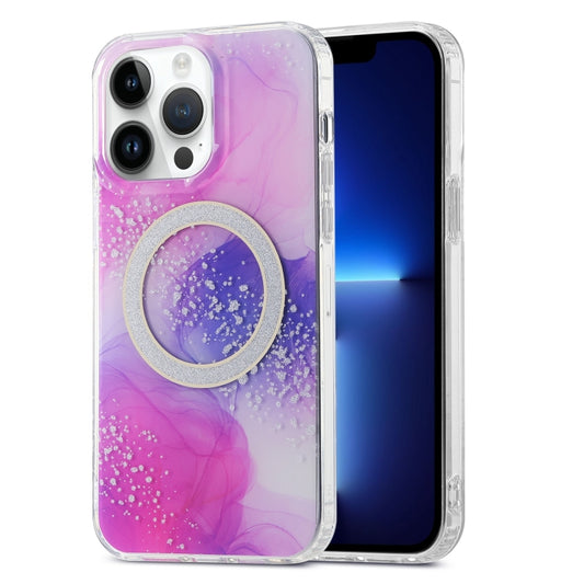 For iPhone 13 Pro Dual-side IMD Marble Magsafe Phone Case(Smudged Purple) - iPhone 13 Pro Cases by buy2fix | Online Shopping UK | buy2fix
