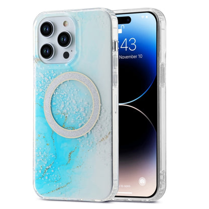 For iPhone 15 Pro Max Dual-side IMD Marble Magsafe Phone Case(Sky Blue) - iPhone 15 Pro Max Cases by buy2fix | Online Shopping UK | buy2fix