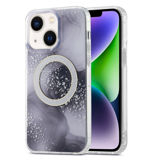 For iPhone 15 Plus Dual-side IMD Marble Magsafe Phone Case(Black) - iPhone 15 Plus Cases by buy2fix | Online Shopping UK | buy2fix