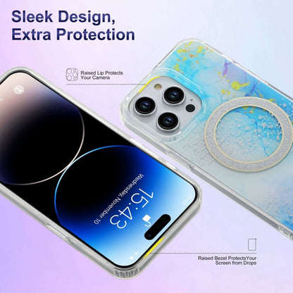 For iPhone 15 Pro Dual-side IMD Marble Magsafe Phone Case(Black) - iPhone 15 Pro Cases by buy2fix | Online Shopping UK | buy2fix