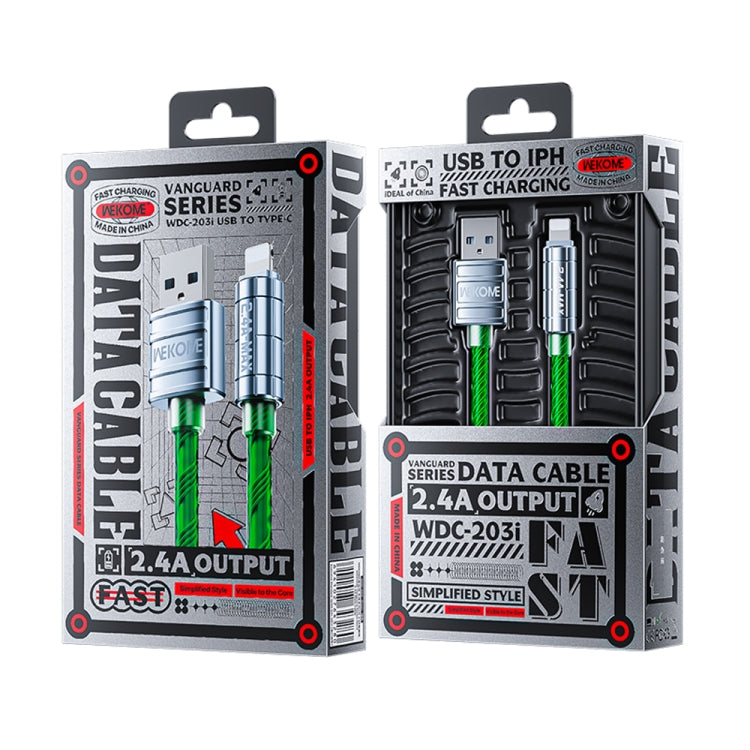 WK WDC-203i 2.4A USB to 8 Pin Data Cable, Length: 1m(Green) - Normal Style Cable by WK | Online Shopping UK | buy2fix