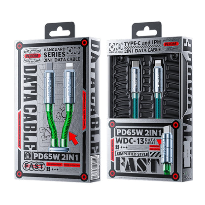 WK WDC-13 65W 2 in 1 Type-C to Type-C+8 Pin Super Fast Charge Data Cable, Length: 1.2m(Blue) - Multifunction Cable by WK | Online Shopping UK | buy2fix