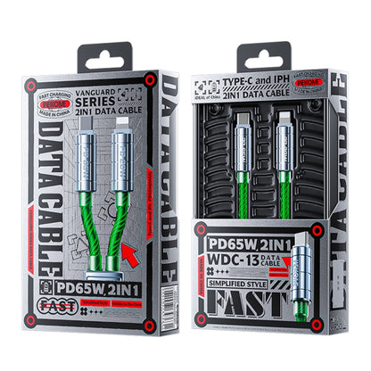 WK WDC-13 65W 2 in 1 Type-C to Type-C+8 Pin Super Fast Charge Data Cable, Length: 1.2m(Green) - Multifunction Cable by WK | Online Shopping UK | buy2fix