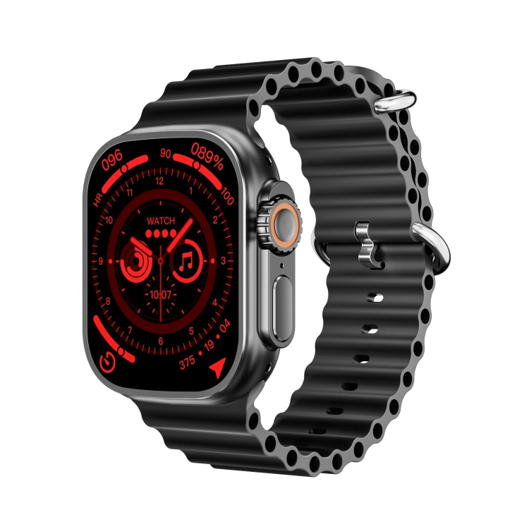 WS-E9 Ultra 2.2 inch IP67 Waterproof Metal Buckle Ocean Silicone Band Smart Watch, Support Heart Rate / NFC(Black) by buy2fix