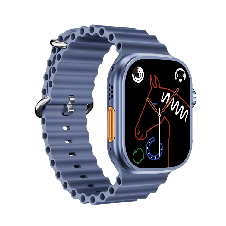 WS-E9 Ultra 2.2 inch IP67 Waterproof Metal Buckle Ocean Silicone Band Smart Watch, Support Heart Rate / NFC(Blue) by buy2fix