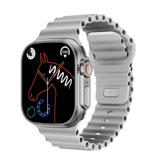 WS-E9 Ultra 2.2 inch IP67 Waterproof Ocean Silicone Band Smart Watch, Support Heart Rate / NFC(Silver) by buy2fix