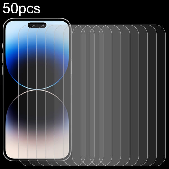 For iPhone 15 Plus / 15 Pro Max 50pcs 0.26mm 9H 2.5D High Aluminum Tempered Glass Film