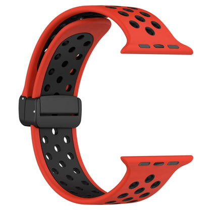 For Apple Watch Ultra 49mm Magnetic Buckle Silicone Watch Band(Red Black) - Watch Bands by buy2fix | Online Shopping UK | buy2fix