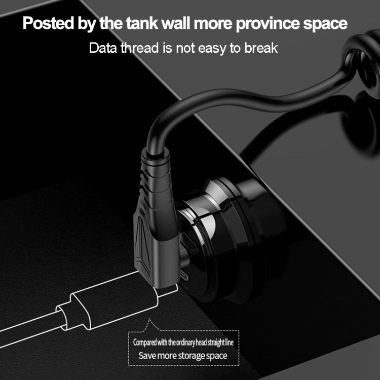 Type-C to Type-C Elbow Spring Charging Data Cable, Length: 1.5m(Black) by buy2fix