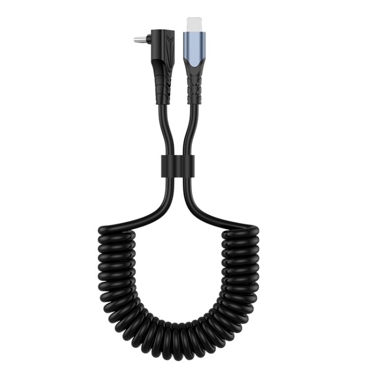 Type-C to 8 Pin Elbow Spring Charging Data Cable, Length: 1.5m(Black) by buy2fix