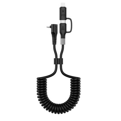 Type-C to 8 Pin + Type-C Elbow Spring Charging Data Cable, Length: 1.5m(Black) by buy2fix