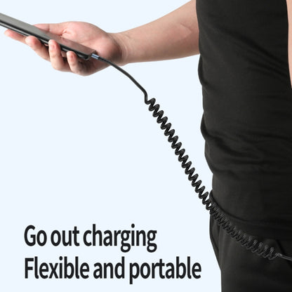 Type-C to 8 Pin Elbow Spring Charging Data Cable, Length: 1.5m(Black) by buy2fix